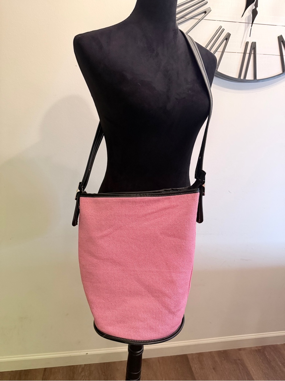 Coach Pink Canvas Crossbody with Black Trim